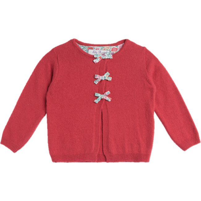 Little Liberty Print Florence May Bow Cardigan, Cherry