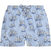 Mens Sailboat Swimshort, Blue - Swim Trunks - 1 - thumbnail