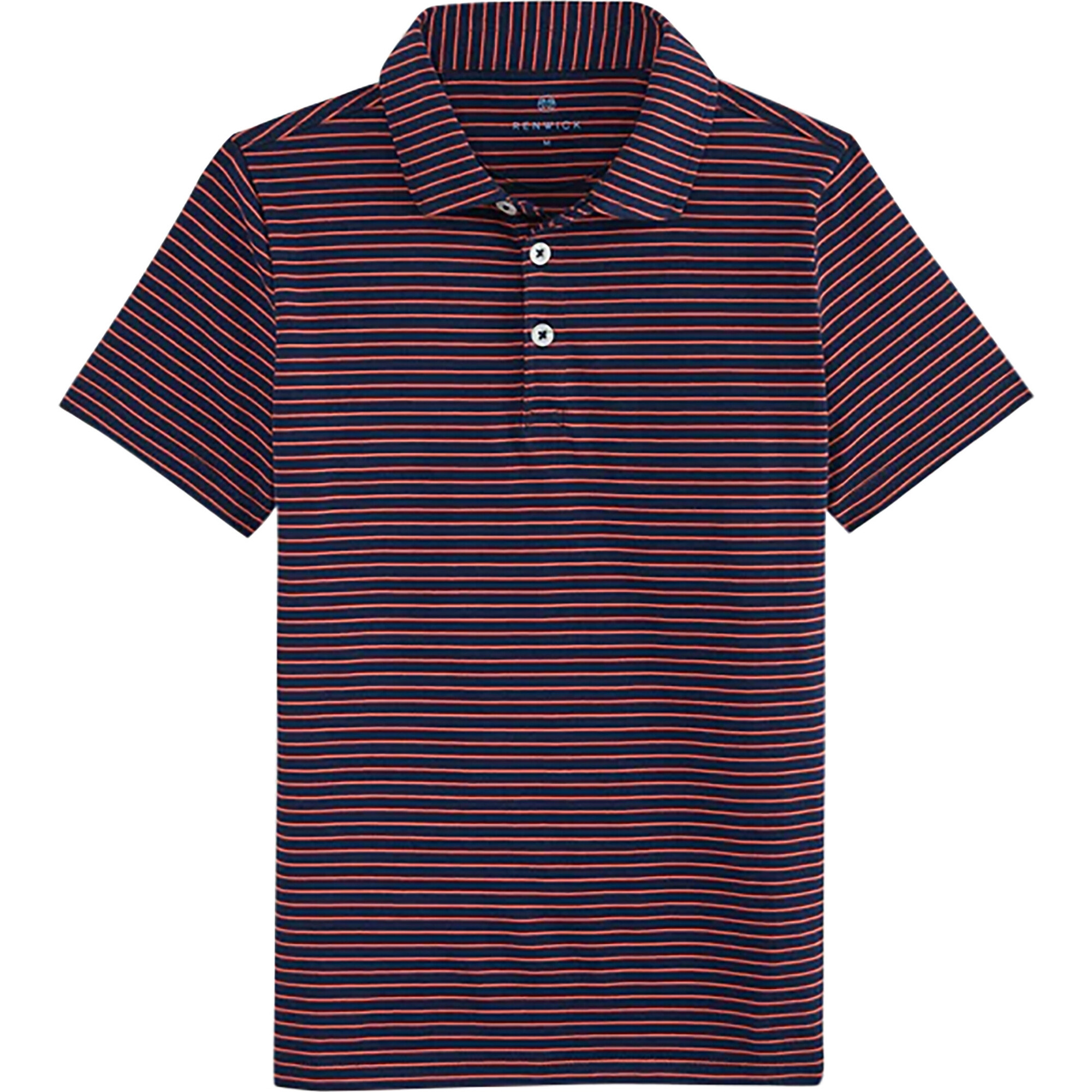 Boys Striped Short Sleeve Polo Shirt, Navy & Breton Red - Shirts - 1