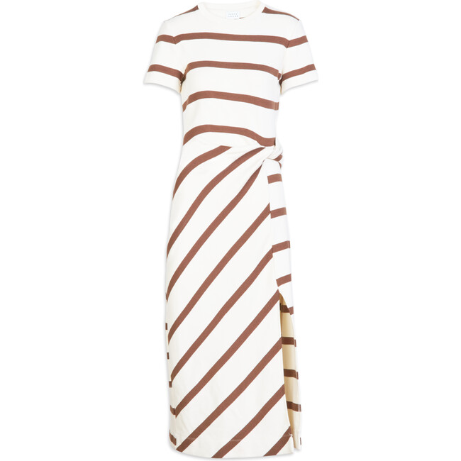 Women's Short Sleeve Striped Cody Dress, Cream/Deep Clay