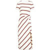 Women's Short Sleeve Striped Cody Dress, Cream/Deep Clay - Dresses - 1 - thumbnail