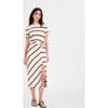 Women's Short Sleeve Striped Cody Dress, Cream/Deep Clay - Dresses - 2