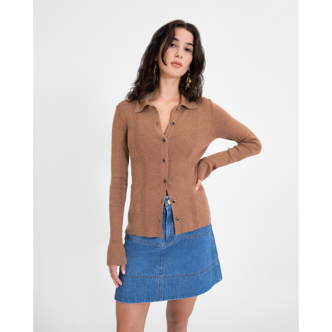 Women's Perry Knit Top, Toffee - Cardigans - 3