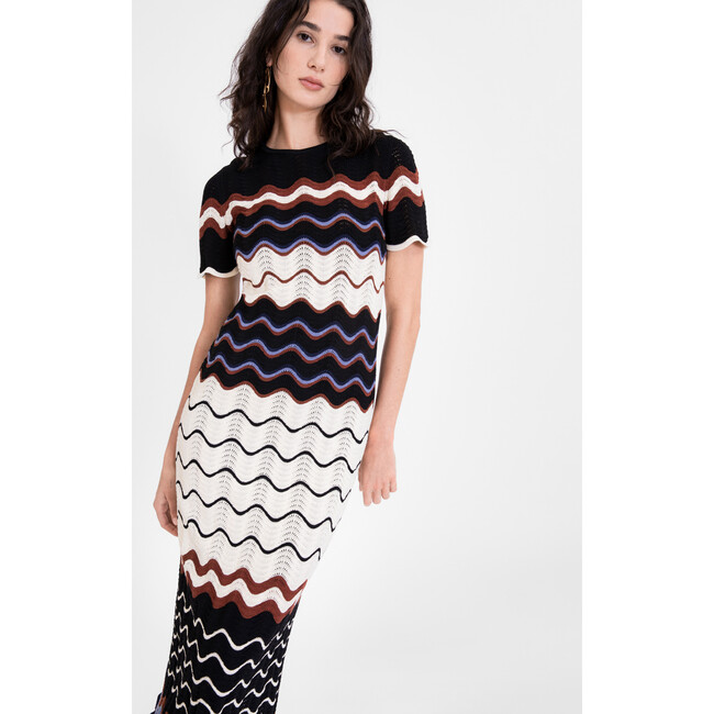 Women's Leighton Knit Dress, Black Cream Multi - Dresses - 3
