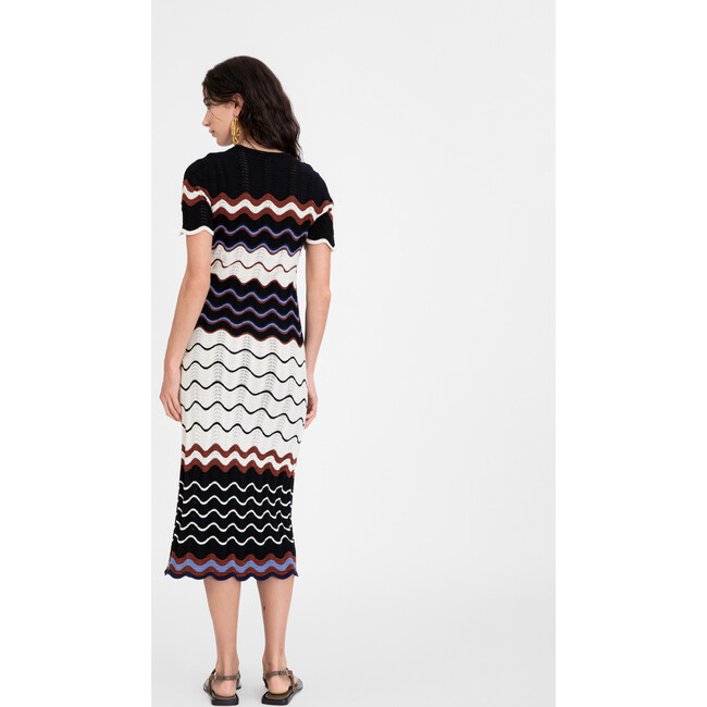 Women's Leighton Knit Dress, Black Cream Multi - Dresses - 5