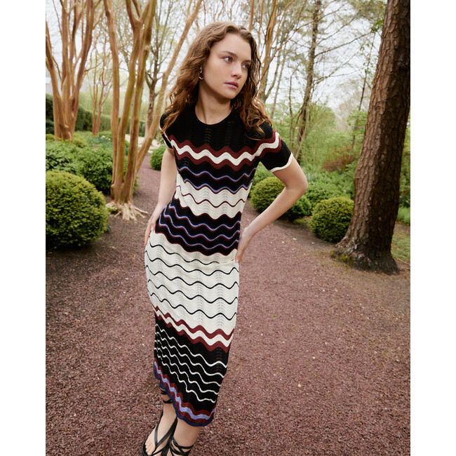 Women's Leighton Knit Dress, Black Cream Multi - Dresses - 6