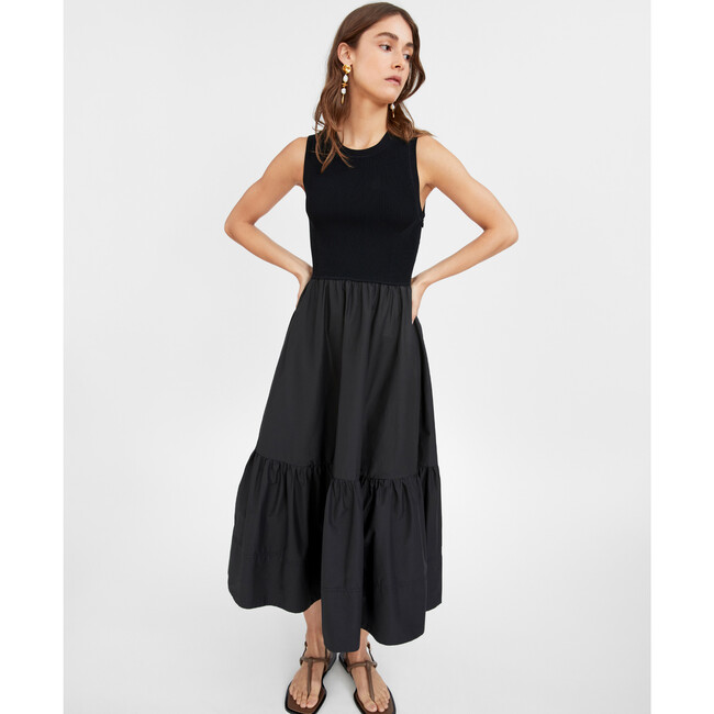Women's Crew Neck Josephina Dress, Black - Dresses - 3