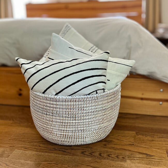 Mbare Oval Storage Basket Monochrome White Large - Storage - 2