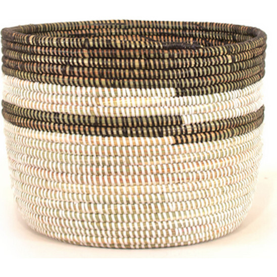 Mbare Catch-All: Planter Basket Stripe Black and White Large