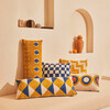 Casa Amarosa Checkered Block Printed Pillow With Insert, Indigo - Decorative Pillows - 2