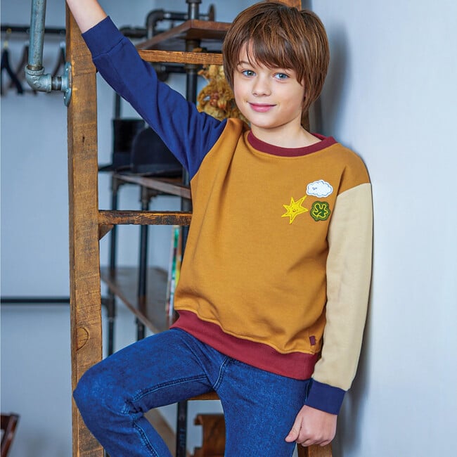 Patches Kid Sweatshirt, Mud Multi - Sweatshirts - 3