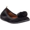 Suede Pom Pom Ballerina, Black - Flats - 1 - thumbnail