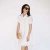 Women's The Julia Ruffle Collar Puff Sleeve Shirt Dress, Classic White - Dresses - 2