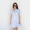 Women's The Julia Ruffle Collar Puff Sleeve Shirt Dress, Seabreeze Stripe - Dresses - 2