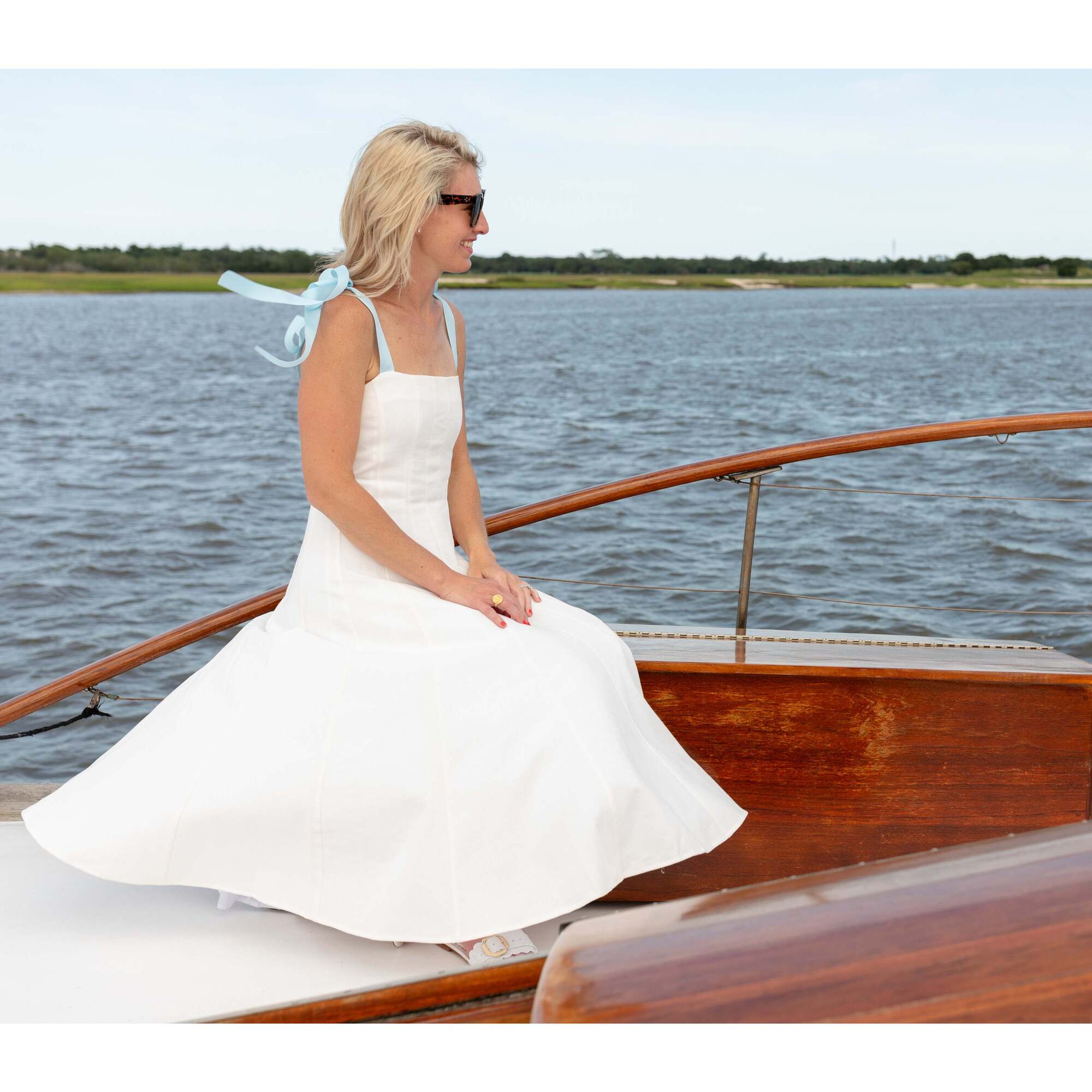 Women's The Gabriella Square Neck Sleeveless Dress, Classic White - Dresses - 1
