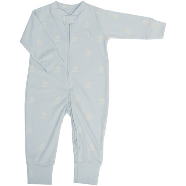 2-way Zip Grow with Me Footie, Baby Blue - Footie Pajamas - 1