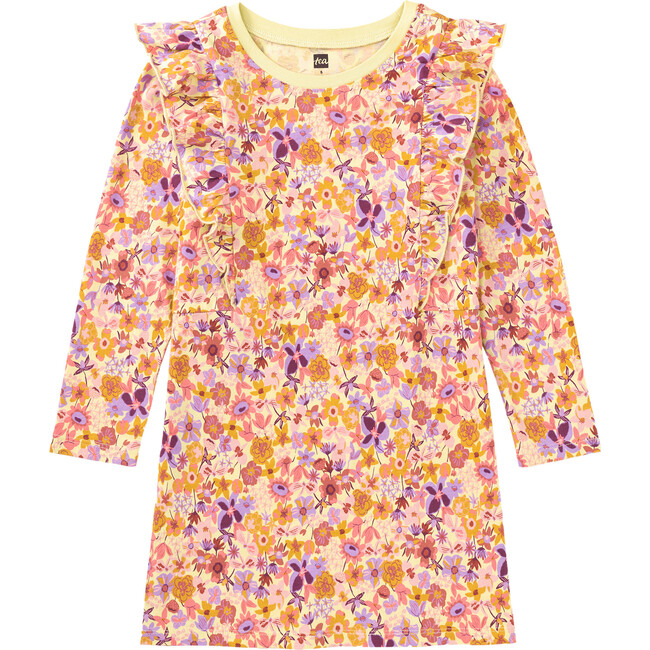Tea Collection x Maisonette Ruffle Sleeve A-Line Dress, Hand Painted Wildflowers