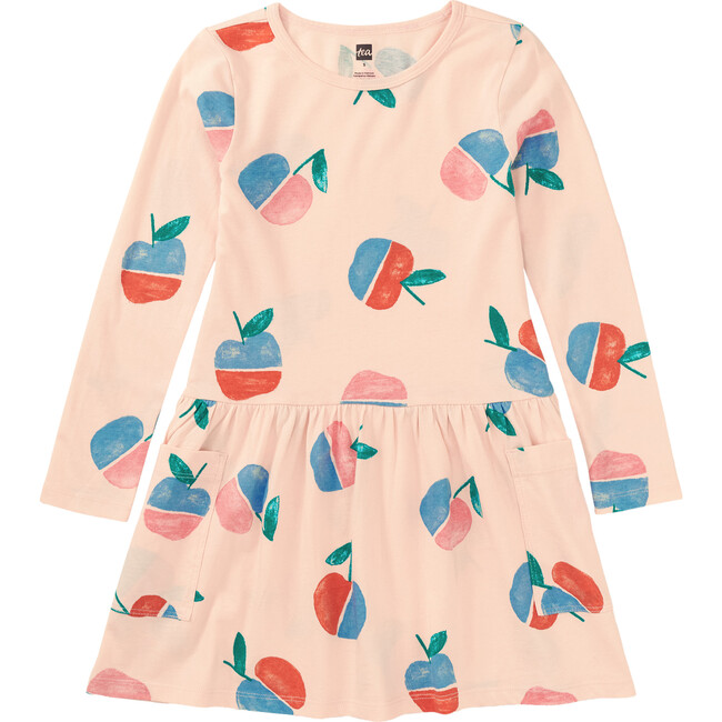 Tea Collection x Maisonette Long Sleeve Pocket Dress, Apple Slices