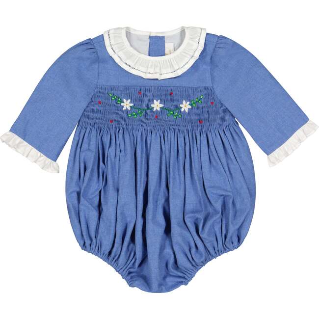 Heidi Winter Long Sleeve Smocked Bubble, Blue