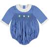 Heidi Winter Long Sleeve Smocked Bubble, Blue - Rompers - 1 - thumbnail