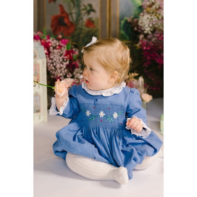 Heidi Winter Long Sleeve Smocked Bubble, Blue - Rompers - 2