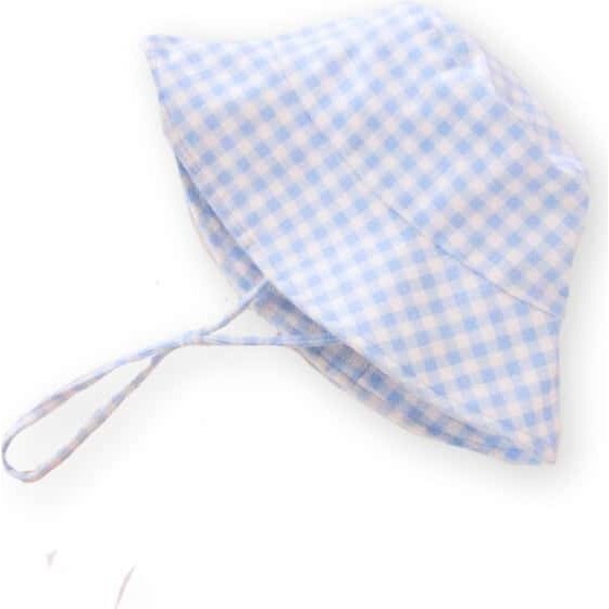 Vali Gingham Adjustable Tie Bucket Hat, Azure