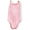 Mara Gingham Adjustable Straps One-Piece Swimsuit, Apricot - One Pieces - 1 - thumbnail