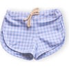 Mesa Gingham Elastic Drawstring Trunks, Azure - Swim Trunks - 1 - thumbnail