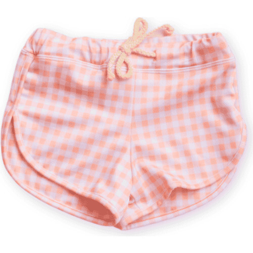 Mesa Gingham Elastic Drawstring Trunks, Apricot