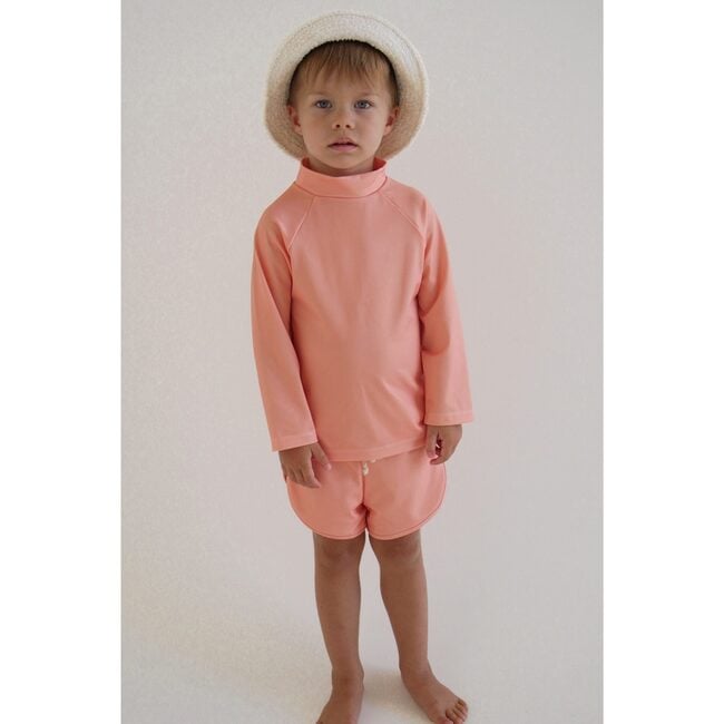 Nella High Neck Long Sleeve Rash Shirt, Apricot - Rash Guards - 2