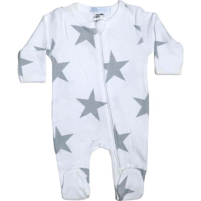 Baby Footie, Large Star Grey