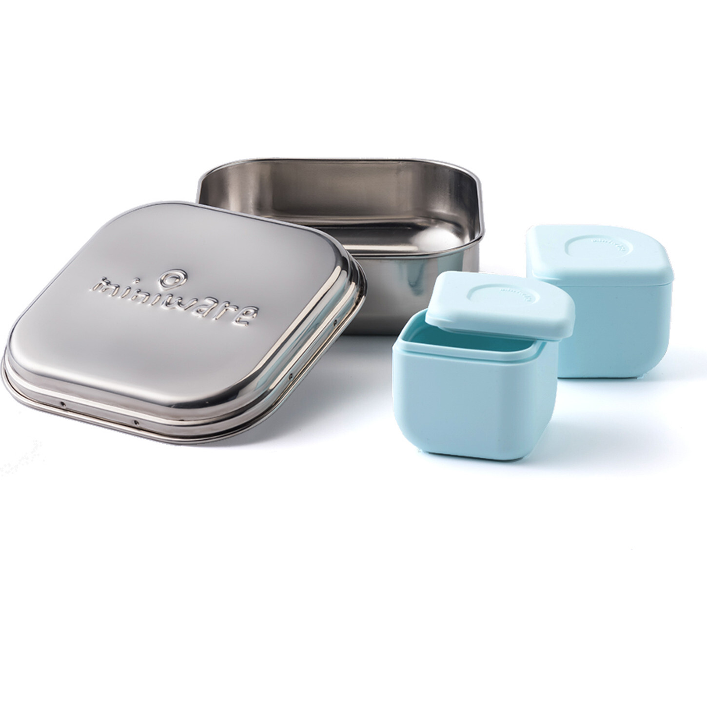 GrowBento All Ages Bento Box, Chrome & Aqua - Food Storage - 1