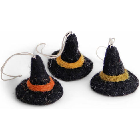 Witch Hat Ornaments, Set of 3