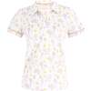 Women's Simona Racket Print Short Sleeve Top, White - Dresses - 1 - thumbnail