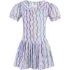 Iga Bloom Print Puff Sleeve Dress, Blue - Dresses - 1 - thumbnail