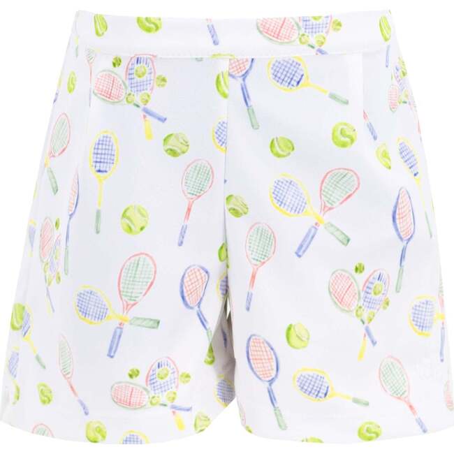 Boys Roger Racket Print Shorts, White