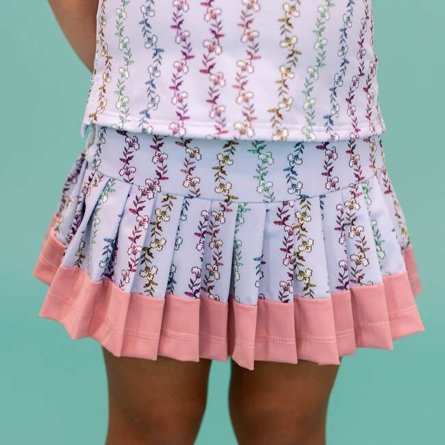 Serena Bloom Print Pleated Skort, Blue - Skirts - 2