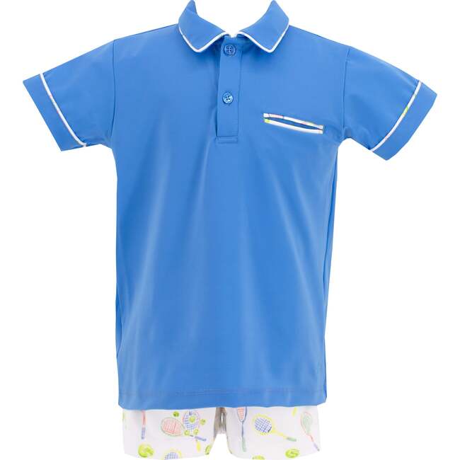 Boys Roger Short Sleeve Polo Shirt, Blue - Shirts - 5