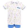 Boys Roger Racket Print Short Sleeve Polo Shirt, White - Shirts - 4