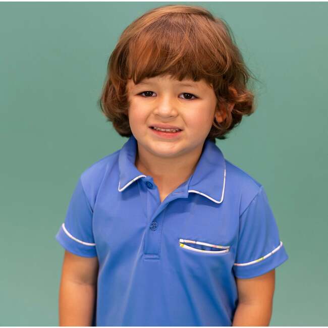 Boys Roger Short Sleeve Polo Shirt, Blue - Shirts - 6