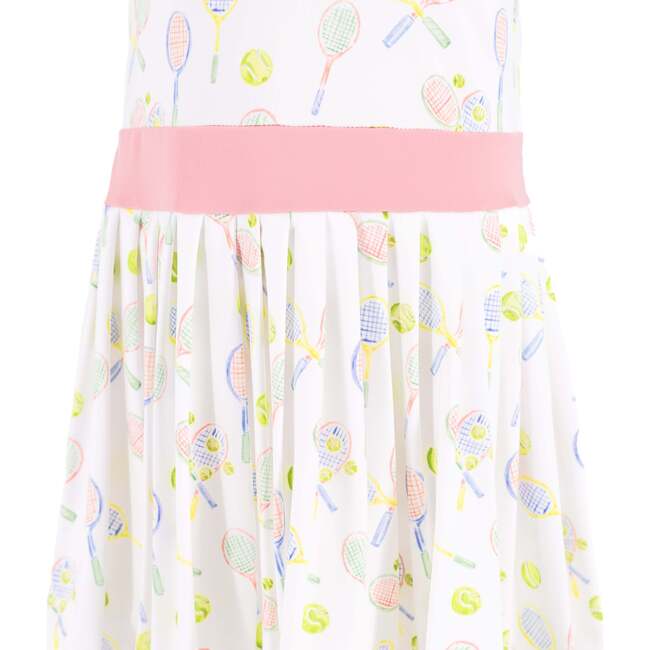 Serena Racket Print Sleeveless Dress, White - Dresses - 5