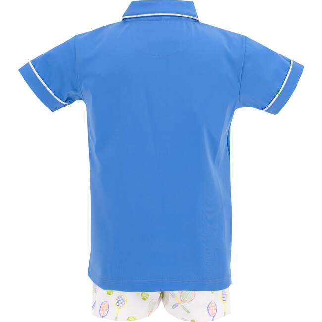 Boys Roger Short Sleeve Polo Shirt, Blue - Shirts - 7