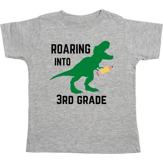 Roaring Into Third Grade Short Sleeve T-Shirt, Grey