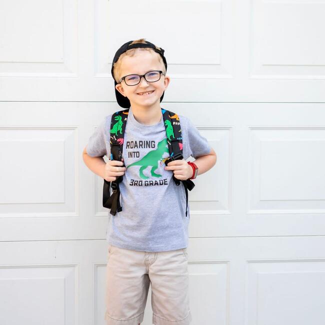 Roaring Into Third Grade Short Sleeve T-Shirt, Grey - T-Shirts - 2