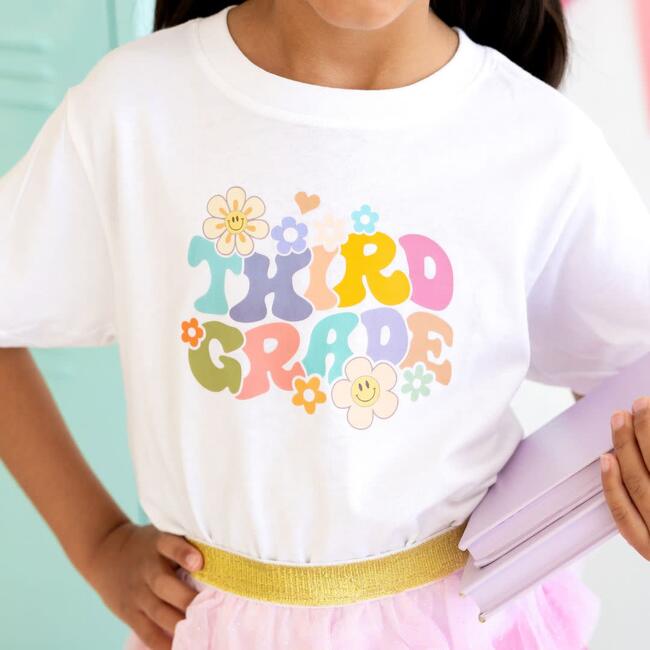 Third Grade Retro Short Sleeve T-Shirt, White - T-Shirts - 3