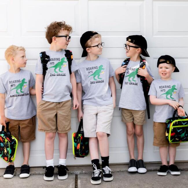 Roaring Into Third Grade Short Sleeve T-Shirt, Grey - T-Shirts - 4