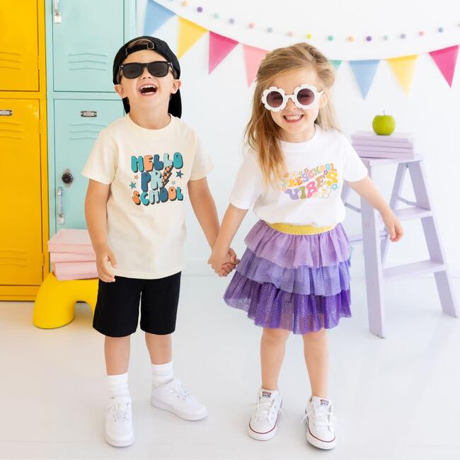 Preschool Retro Short Sleeve T-Shirt, White - T-Shirts - 4
