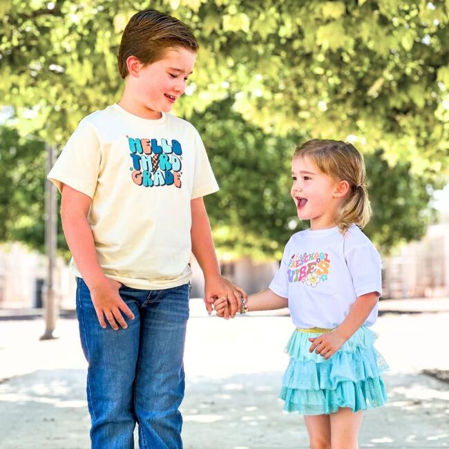Preschool Retro Short Sleeve T-Shirt, White - T-Shirts - 5