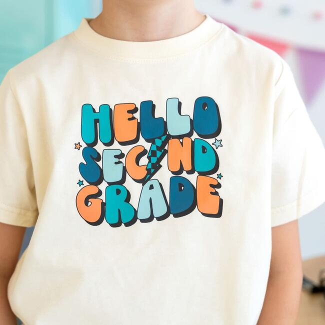 Hello Second Grade Short Sleeve T-Shirt, Natural - T-Shirts - 3