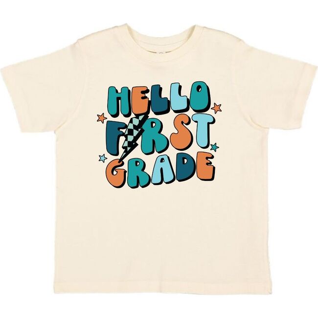 Hello First Grade Short Sleeve T-Shirt, Natural